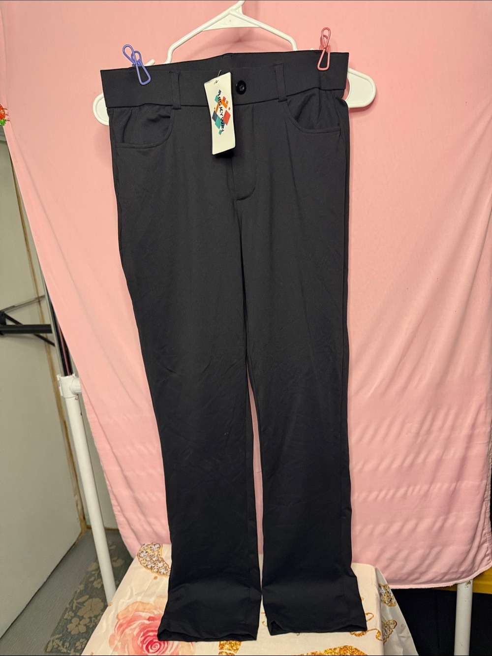 Amazon Women's Black Straight-Leg Dress Trousers